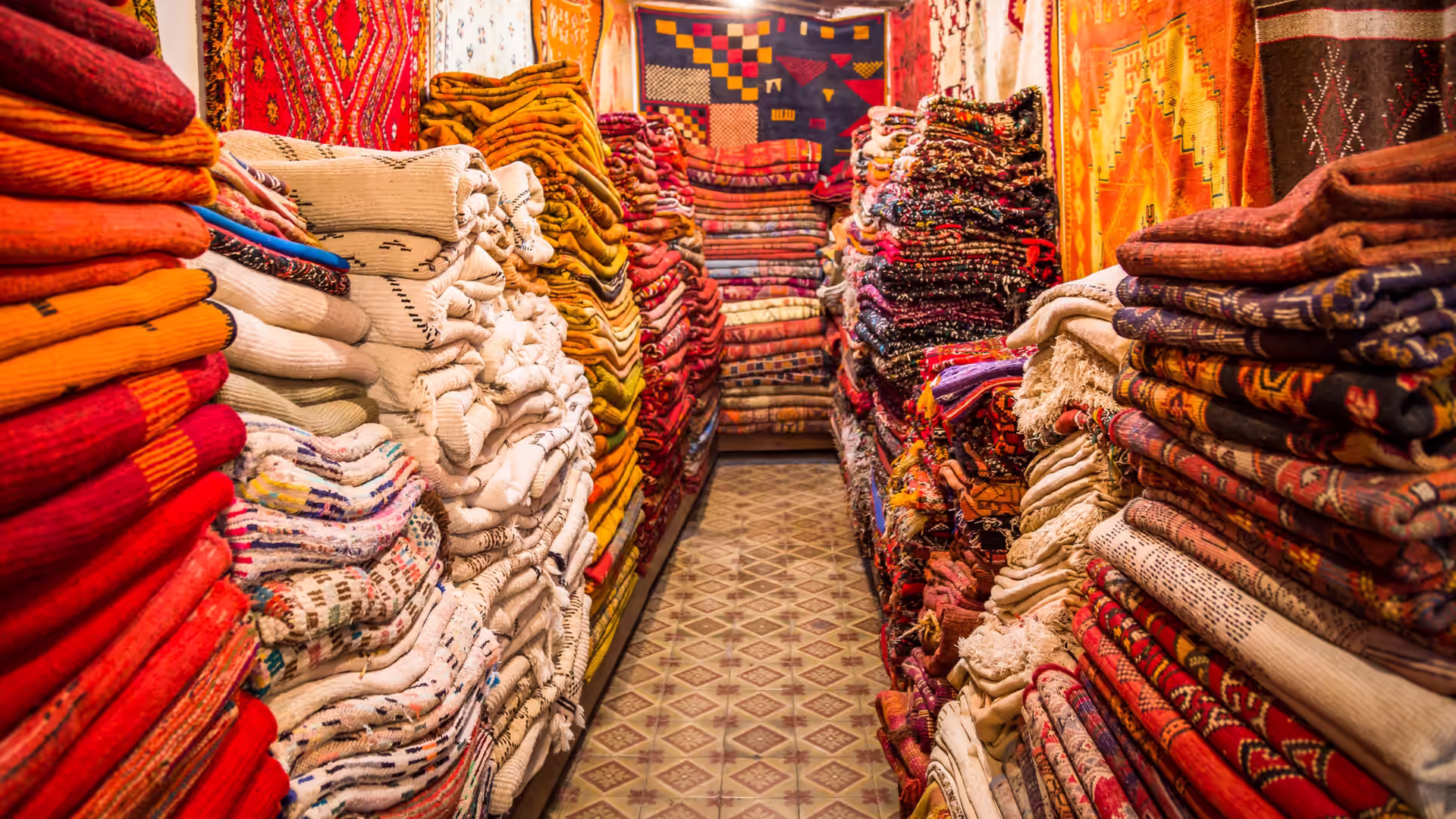 A carpet merchant shop in the medina of Fes