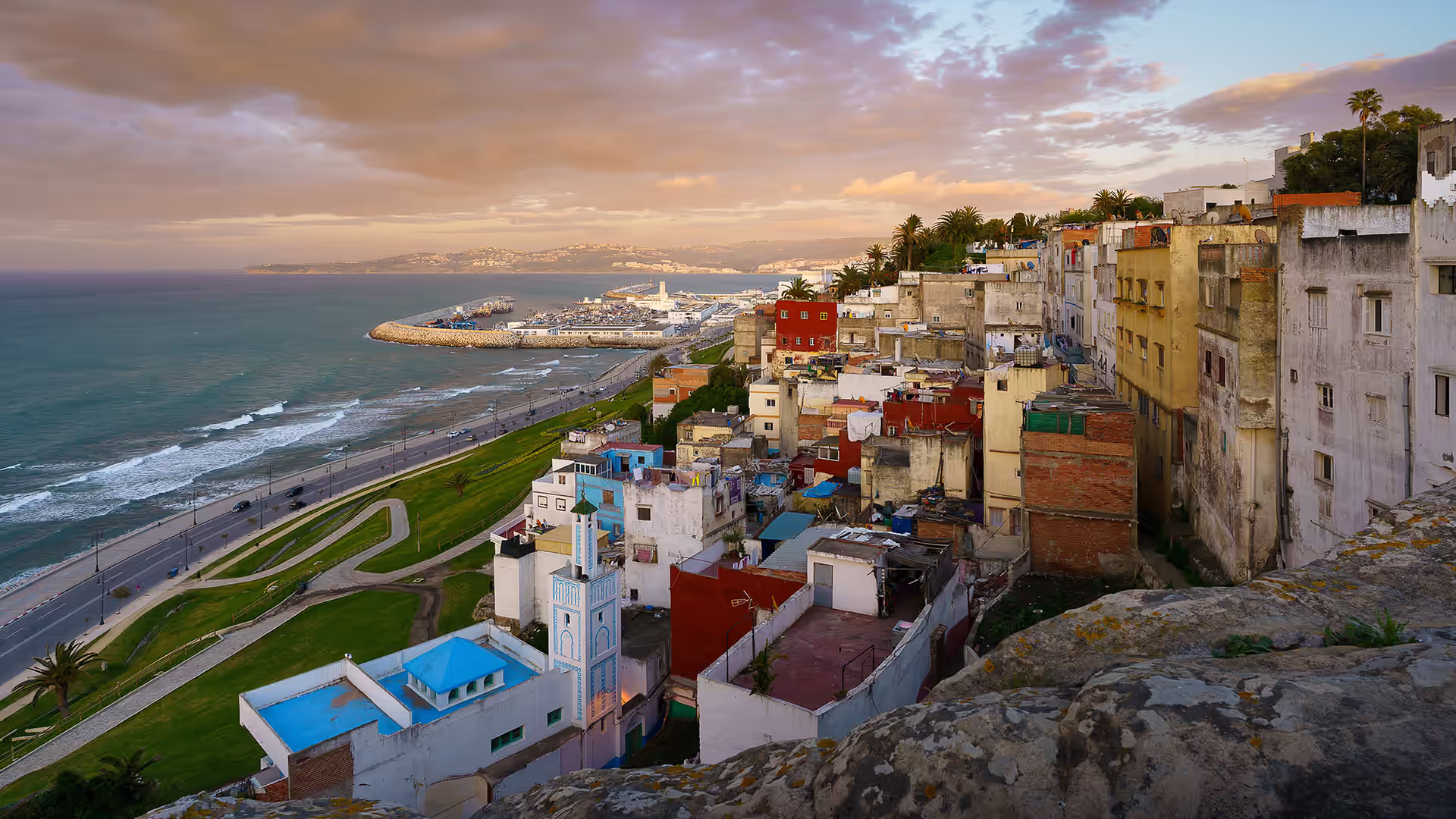 A view over the city of Tangier toward the Strait of Gibraltar